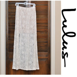 Lulu's Lace Maxi Skirt with Split Sz M